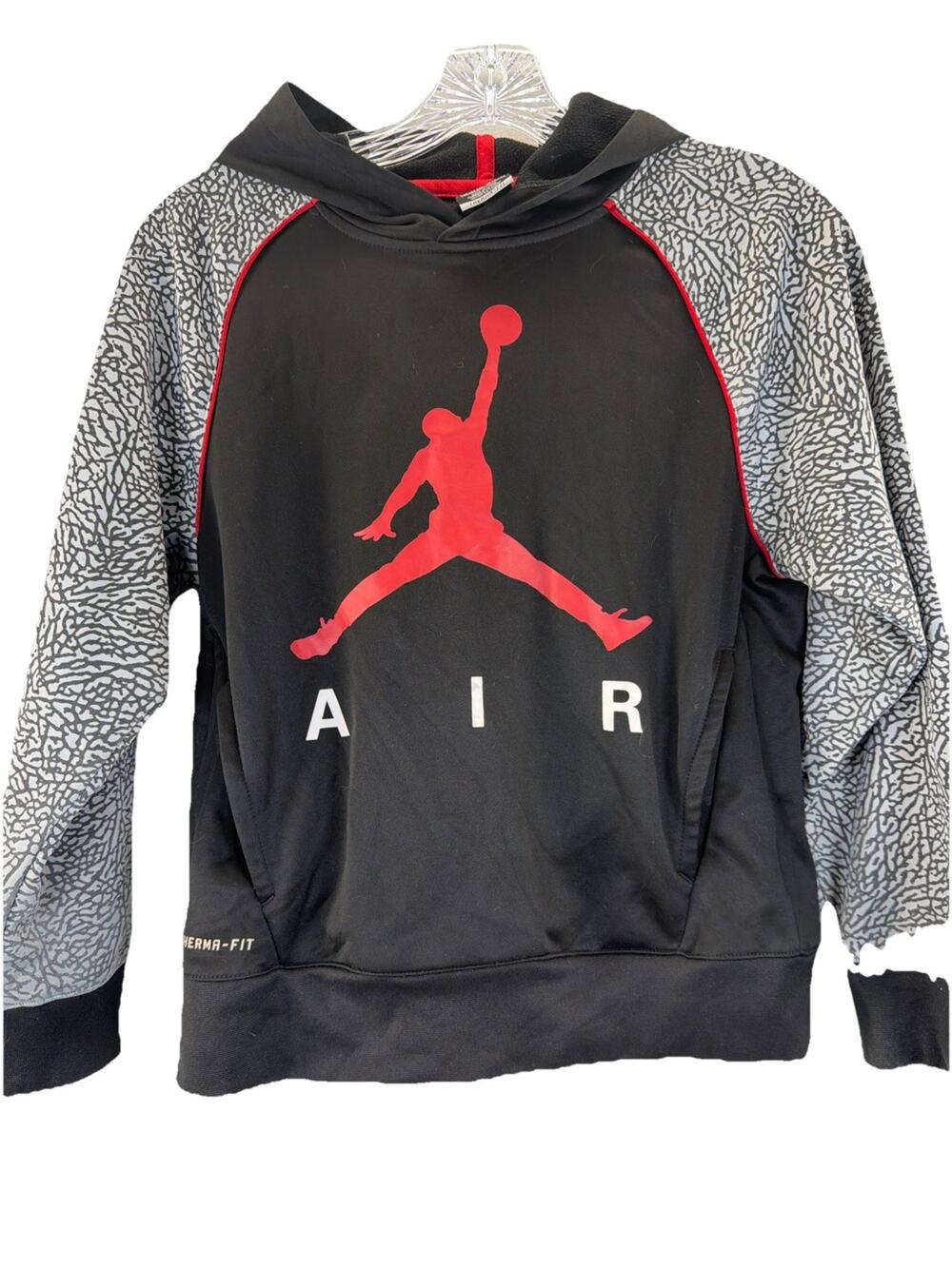 Jordan Brand Youth Boys Black Elephant Print Pullover Hooded Sweatshirt Size M